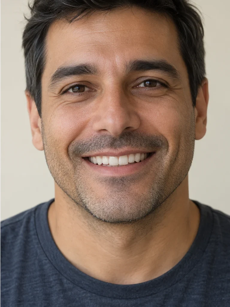 AI-generated after smile of a fictional person; not a real patient result
