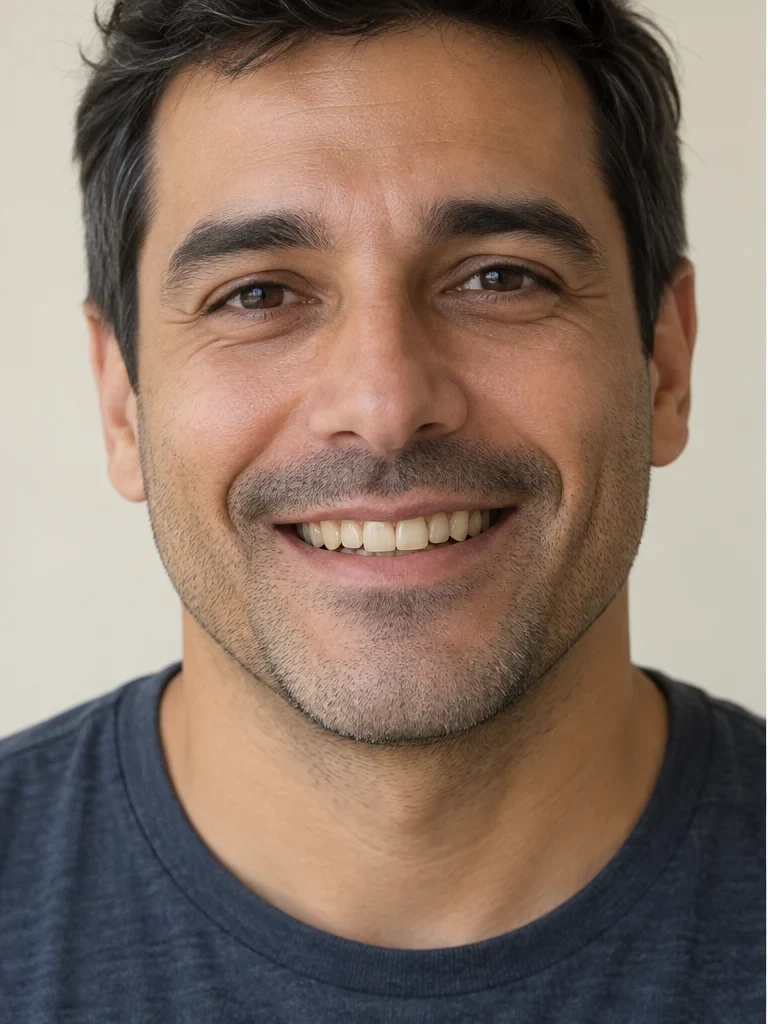 AI-generated before smile of a fictional person; not a real patient result