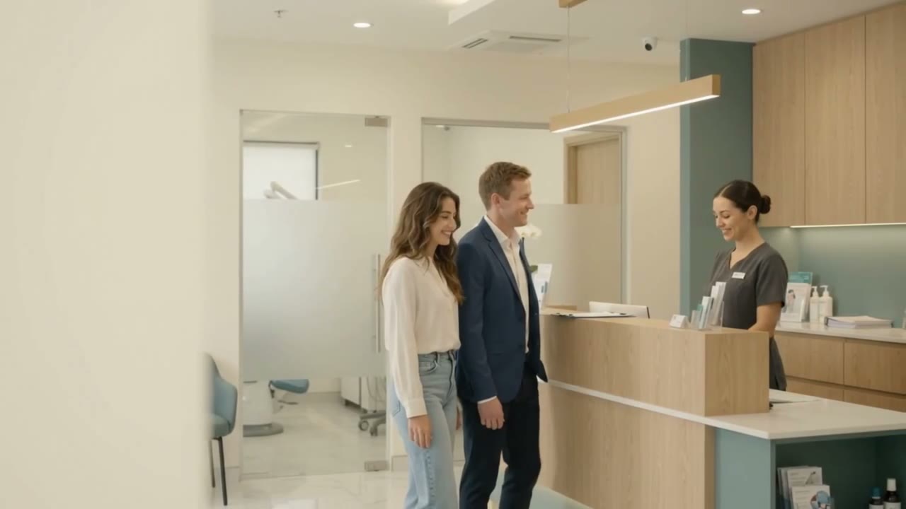 Patients being welcomed at the Clayton Dental Group reception